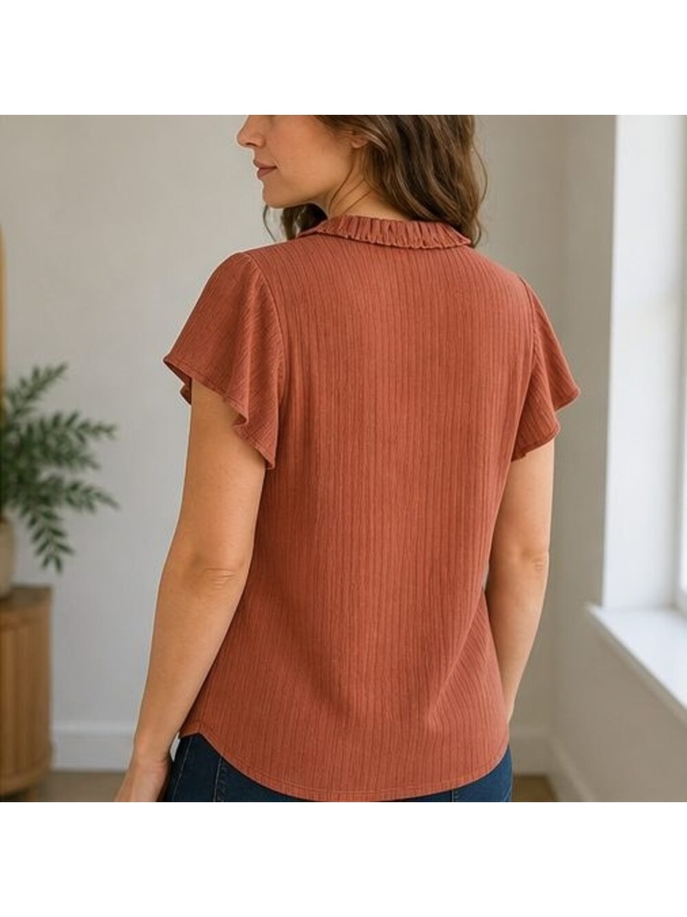 Rust Wrap Blouse - Picture 3 of 6